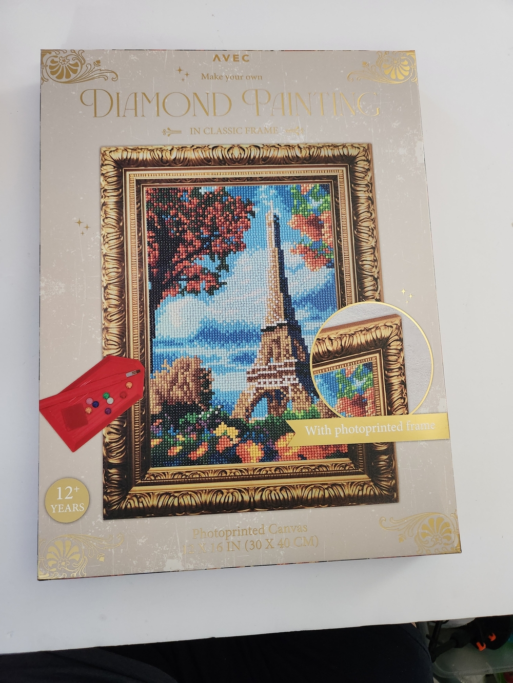 Diamond Painting Wall Art Kit Eiffel Tower Photoprinted Frame